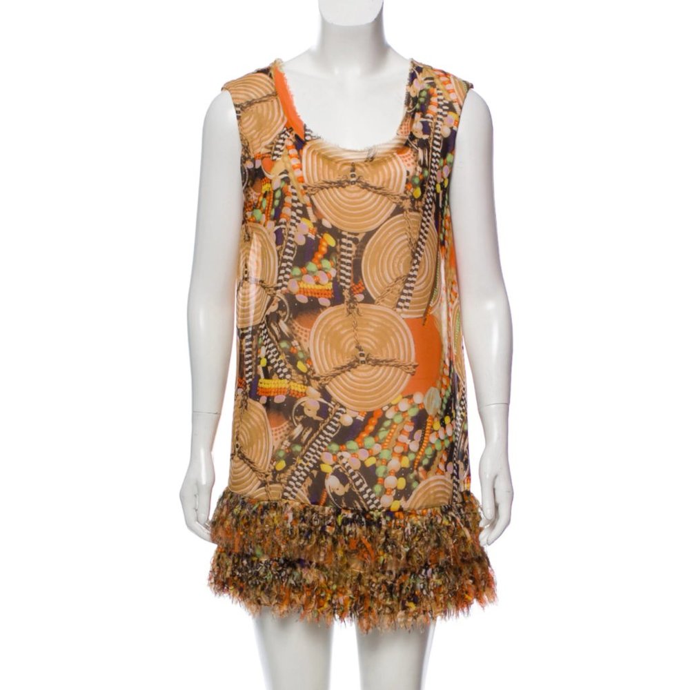 DVF silk dress print with fringe